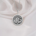 Lotus Mother Pendant Necklaces 925 925 Sterling Silver sterling silver pendant with seated figure and lotus design necklace