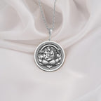 Sterling silver Lotus Mother medallion necklace, celebrating maternal love and spiritual wisdom. A perfect silver sacred pendant, ideal for mothers, spiritual seekers, and those who cherish divine feminine energy.