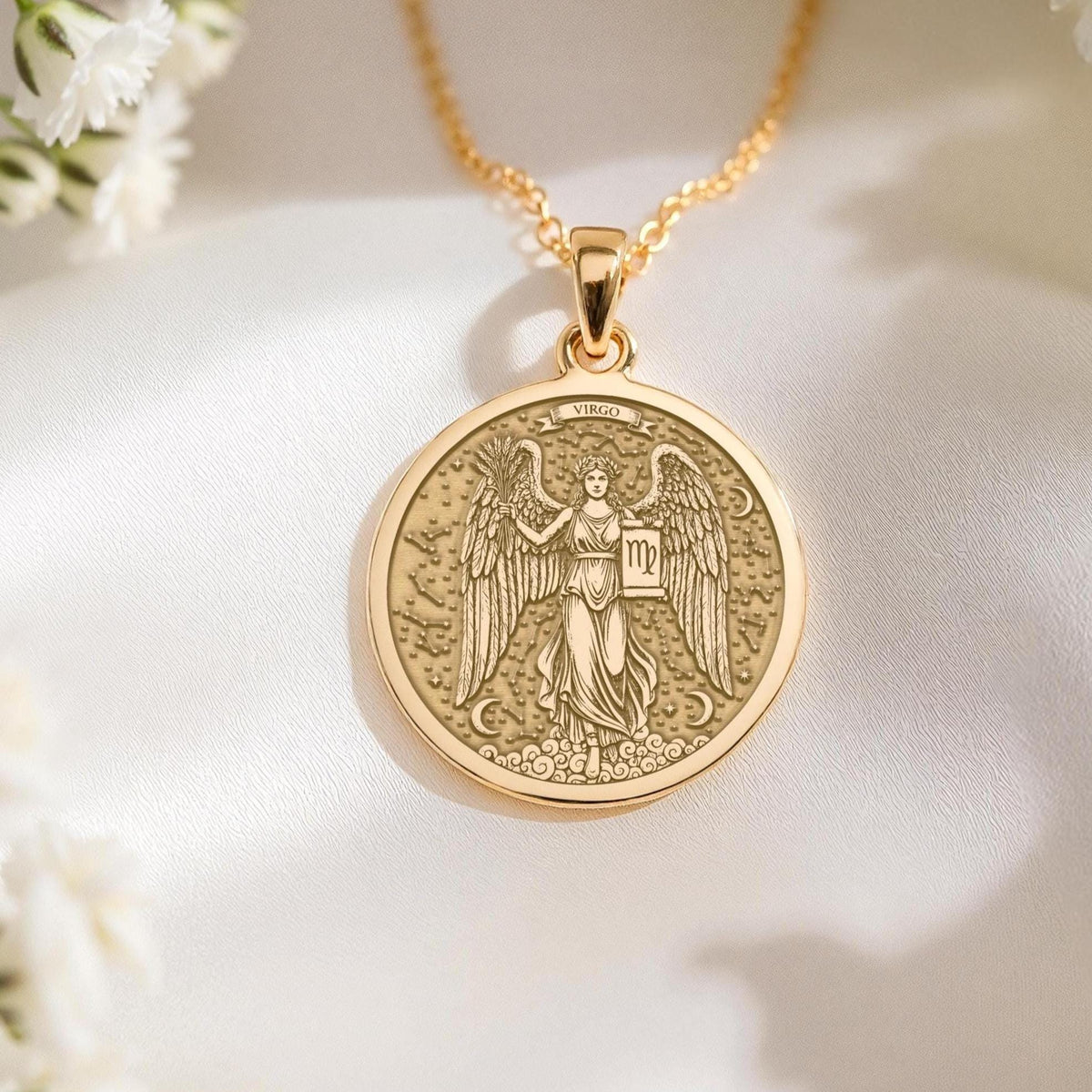 Virgo Maiden Zodiac Astrology Pendant | 14K Gold & Silver Options - Birthdate Jewelry Astrological Sign