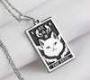 14 K Solid Gold The Devil Tarot Necklace, The Devil Silver Charm Necklace, The Devil Cat Necklace, Satan Cat Necklace