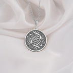 DNA Double Helix Science Pendant Necklaces 925 925 Sterling Silver pendant necklace featuring intricate swirling knotwork design on a round disc.
