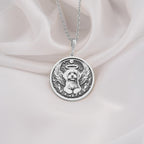 925 Sterling Silver Maltese Angel Dog Medallion showcasing beloved toy breed with angel wings and heavenly halo. Detailed memorial coin pendant with fluffy coat and peaceful expression. Premium Maltese loss jewelry symbolizing eternal love.