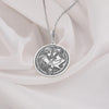 silver Antiope and Theseus necklace pendant, mythology-inspired jewelry with intricate detailing, symbolizing love, strength, and timeless passion.