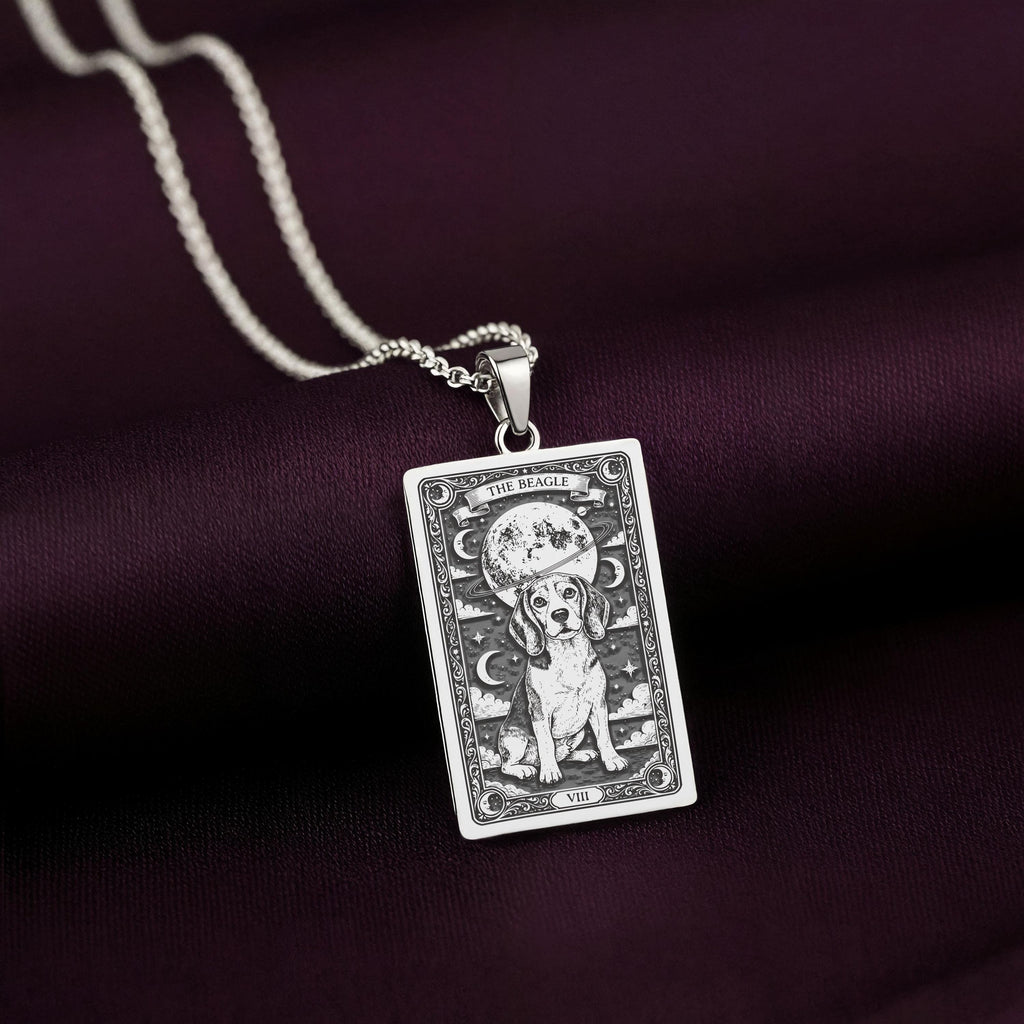 A striking 925 sterling silver Beagle charm. The art shows the loyal dog, a meaningful piece of celestial jewelry for a pet owner.