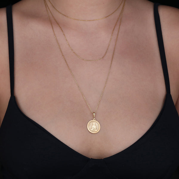 14K Solid Gold Buddha Necklace, Zen Jewelery, Spiritual Necklace, Buddha Pendant, Buddhism Inspired, Enlightenment, Silver Buddha Gifts