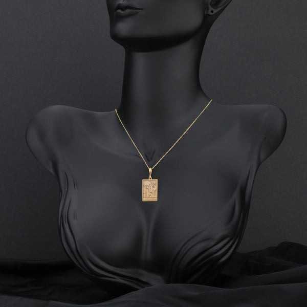 14K Solid Gold The Lovers Tarot Necklace, Romantic Skeleton Necklace, Romantic Halloween Gift, Halloween gift necklace, Gothic jewelry Gift