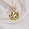 14K Gold Capricorn Necklace – Elegant zodiac pendant for women. Handmade Capricorn astrology jewelry, perfect January birthday gift. Delicate floral design, personalized star sign charm in solid gold. Unique celestial accessory for her.