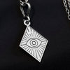 14K Solid Gold Evil Eye Horus Necklace, Silver Evil Eye Charm , Evil Eye Gold Pendant, Silver Horus Necklace, Diamond Shaped Evil Eye Horus