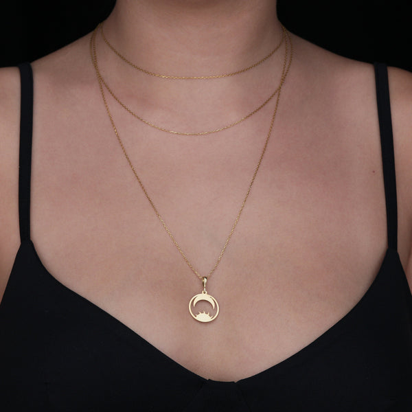 Sun And Moon Necklace 14K Solid Gold Celestial Jewelry Silver Sun and moon Charm Necklace Solid Gold Dainty Celestial Necklace Gift