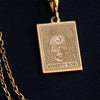Solid gold Memento Mori skull charm necklace, vintage-inspired, meaningful necklace, resilience symbol, lightweight and stackable, boho style, perfect for layering, crafted for everyday wear, one-of-a-kind, meaningful gift.