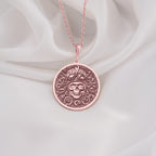 Rose Gold Plated Biker Skull Medallion featuring aviator helmet and steampunk elements. Bold statement jewelry with detailed goggles and mechanical components. Warm-toned gothic talisman, perfect gift for motorcycle enthusiasts and rockers.