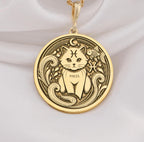 14K solid gold Pisces Zodiac necklace featuring a handcrafted astrology-inspired pendant with a minimalist cat design. Perfect for women, astrology lovers, and personalized horoscope jewelry gifts.