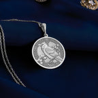 Unique silver Raven bird pendant necklace , gothic bird pendant jewelry, antique style crow medallion, bird medallion necklace, gothic raven pendant, raven totem necklace, crow familiar jewelry, black raven pendant, celtic raven bird jewelry, victorian style crow pendant