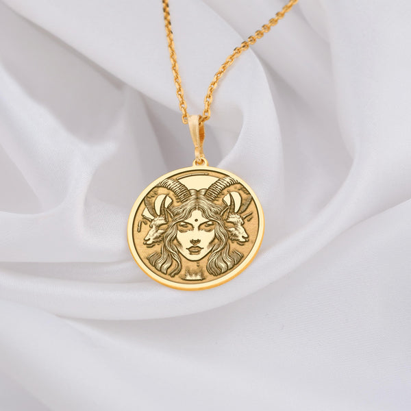 Lilith gold necklace, Gold Lilith pendant, Mythology gold jewelry, Gold Lilith charm, Elegant gold necklace, Symbolic gold pendant, Gold women&#39;s necklace, Luxury Lilith gold jewelry, Unique gold Lilith necklace, Fashion gold Lilith pendant, Lilith