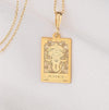 justice cat tarot card charm pendant gold