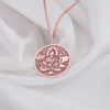 Buddhist Bodhisattva Tara Rose Gold Pendant necklace featuring a detailed pendant of the Buddhist goddess, symbolizing compassion and protection. Tara coin pendant This luxurious piece combines spiritual significance with timeless style, perfect for those seeking meaningful jewelry.