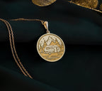 14K Solid Gold Camping Charm Necklace, Nature Silver Pendant, Rose Gold Fire Necklace, Camping Jewelry, Caravan Medallion, Relaxing Charm