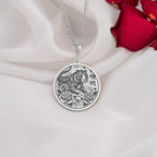925 Sterling Silver Tiger Pendant Necklace showcasing a tiger and floral motif. A timeless unisex design, perfect as a meaningful gift for birthdays, anniversaries, or those inspired by Chinese Zodiac symbolism.