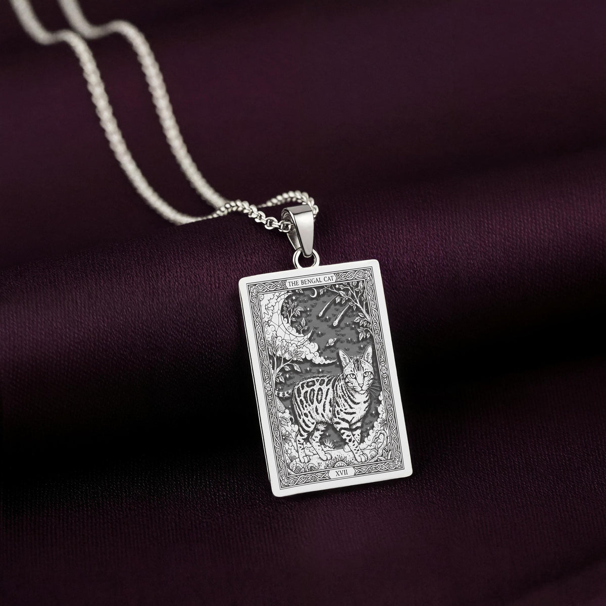 A striking 925 sterling silver Bengal Cat charm. The art shows the wild, celestial cat, a meaningful piece of witchy jewelry for her.