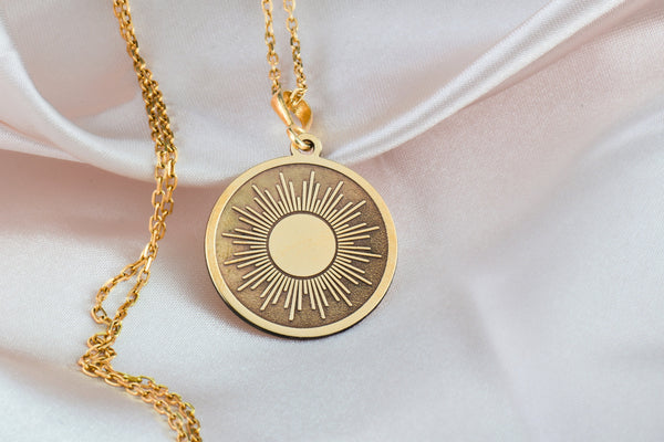 14K Solid Gold Sun Charm Necklace, The Sun Jewelery, Dainty Silver Sun Charm Necklace, Gold Sun Necklace, Personalized The Sun Necklace