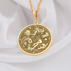 Elegant 14k Gold Pisces Pendant for Women,Astrological Jewelry with Delicate Fish Symbol, round pisces zodiac pendant necklace, gift for her,