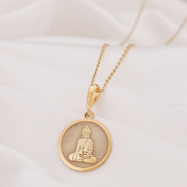 14K Solid Gold Buddha Necklace, Zen Jewelery, Spiritual Necklace, Buddha Pendant, Buddhism Inspired, Enlightenment, Silver Buddha Gifts