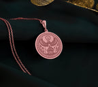 14K Solid Gold Horus Charm Necklace, Horus Silver Pendant, Rose Gold Horus Necklace, Egyptian Jewelry, Falcon Medallion, Eye Of Horus Charm