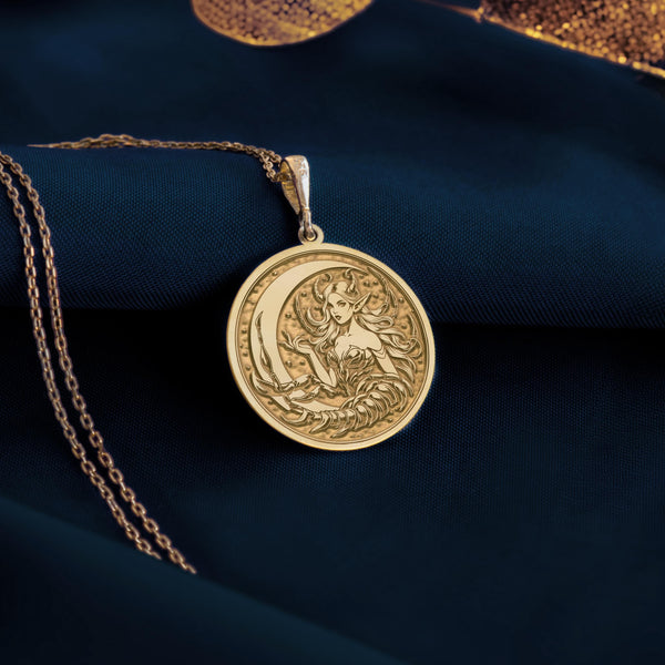 Gold Scorpio Zodiac Necklace for Women, crafted in 14K solid gold, this pendant features a stunning scorpion symbol, perfect for the intense and mysterious Scorpio. A unique astrology gift for those who embody resilience and transformation