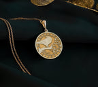 14k solid gold Celtic raven necklace pendant, real gold charm, embodying Celtic symbolism and mystery. This delicate amulet suits daily wear or layering, making a meaningful gift for those who appreciate resilience and boho style.