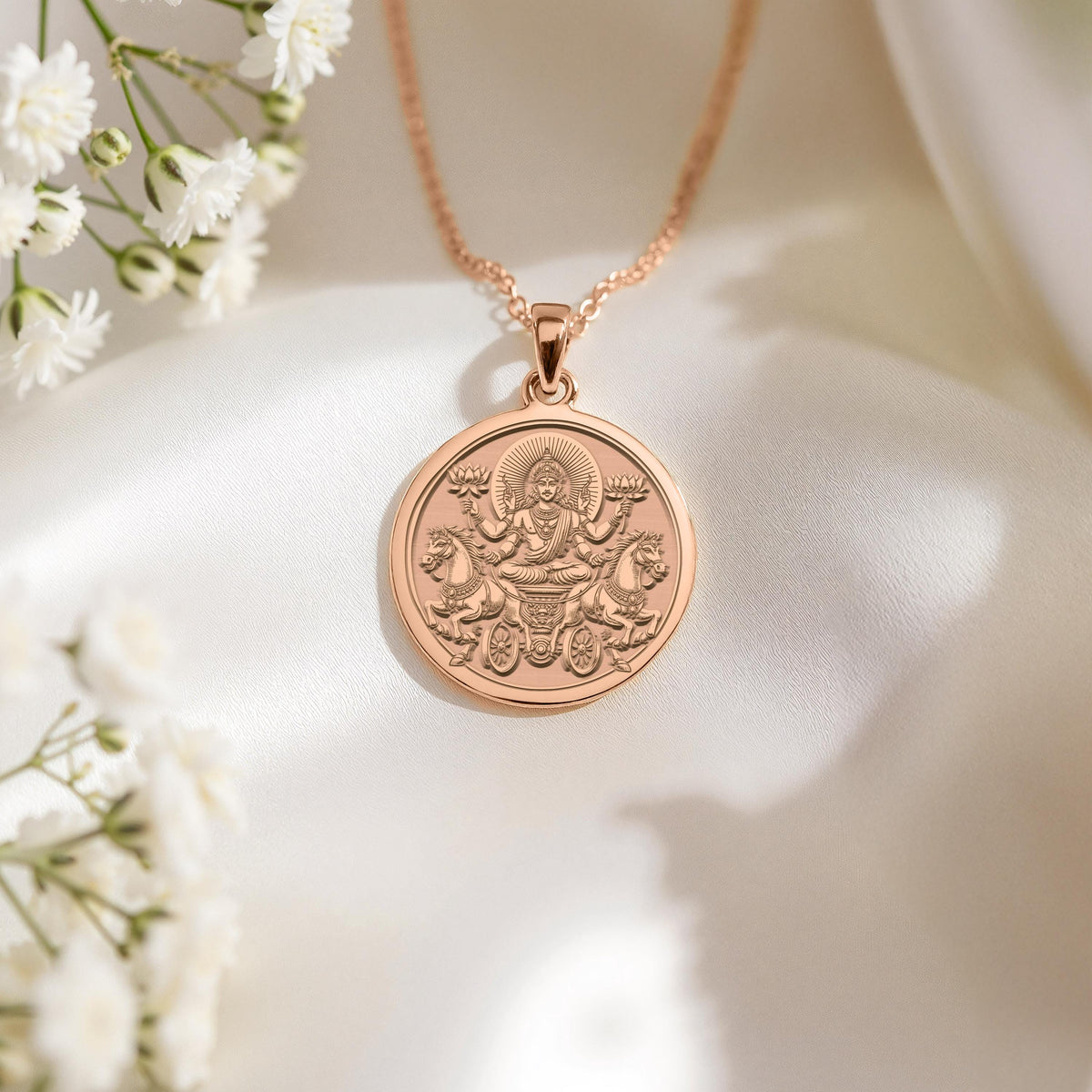 Glowing rose gold-plated Surya sun amulet summoning cosmic essence, guiding through cycles – perfect handcrafted Vedic rebirth gift.