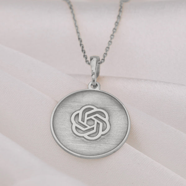 14K Solid Gold Artificial Intelligence Necklace, ChatGPT Pendant, Open AI Necklace, Intelligence Pendant, Futuristic Pendant