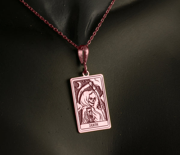 Death Tarot Card silver Charm Necklace Pendant, Death Tarot Necklace, Tarot Card Jewelry, Transformation Pendant, Mystical Charm Necklace, Symbolic Jewelry,