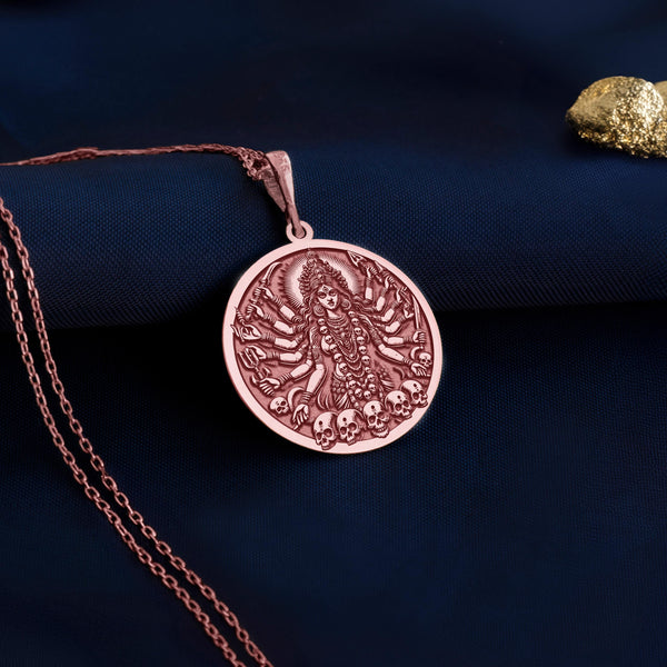 Rose gold Kali pendant necklace14k rose gold Kali necklaceKali goddess rose gold pendantHindu goddess Kali pendant rose goldKali medallion necklace rose goldSpiritual rose gold pendant KaliKali amulet necklace rose gold