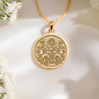 Surya Sun God with Seven Horses Chariot Pendant | 14K Gold & Silver Options - Ancient Mythology Cosmic Energy