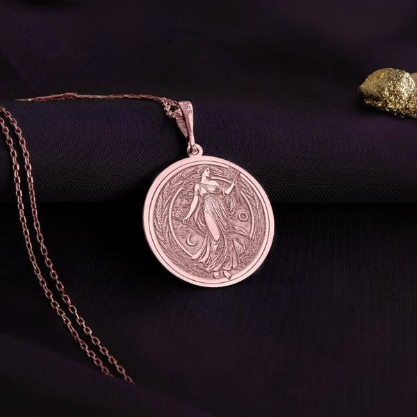 greek goddess Demeter necklace rosegold– handcrafted Greek goddess pendant symbolizing fertility, harvest, motherhood, and abundance. Perfect mythology, spiritual, Wiccan, and boho jewelry gift for her.