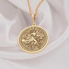 Zodiac jewelry for women, Zodiac pendant for women, Zodiac necklace for women, Taurus medallion, Gold Taurus chain, woman carrying scales, angel with scale, woman with scale, Taurus scale, scale necklace, scale charm, scale pendant, balance necklace.