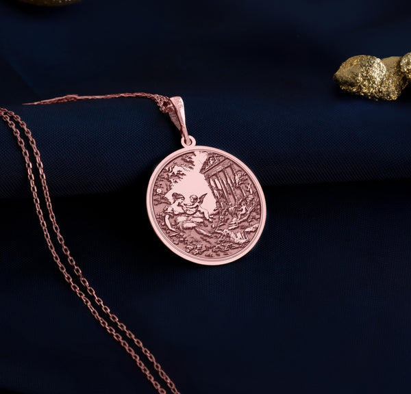 Venus and Cupid rose gold pendantRose gold Venus and Cupid necklaceRose gold mythological pendantGoddess of love rose gold jewelryRose gold Cupid and Venus pendantRose gold mother and son necklaceRose gold Roman mythology jewelry