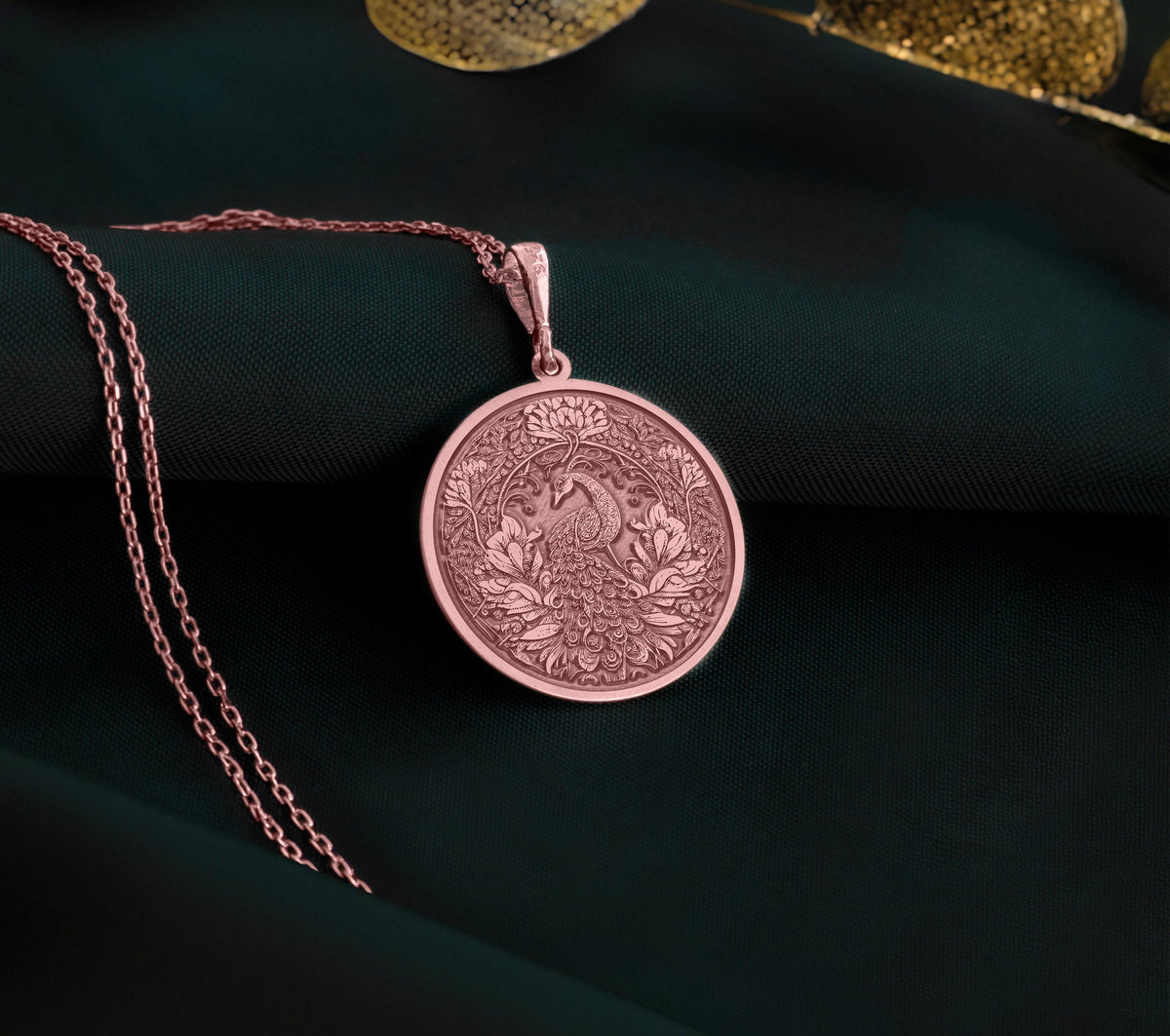 Peacock Rose Gold Necklace, Peacock Pendant Jewelry, Bohemian Statement Necklace, Indian Peacock Jewelry, Rose Gold Animal Pendant, Exotic Peacock Necklace, Rose Gold Boho Necklace, Artistic Rose Gold Jewelry, Elegant Peacock Charm, Ethnic Necklace