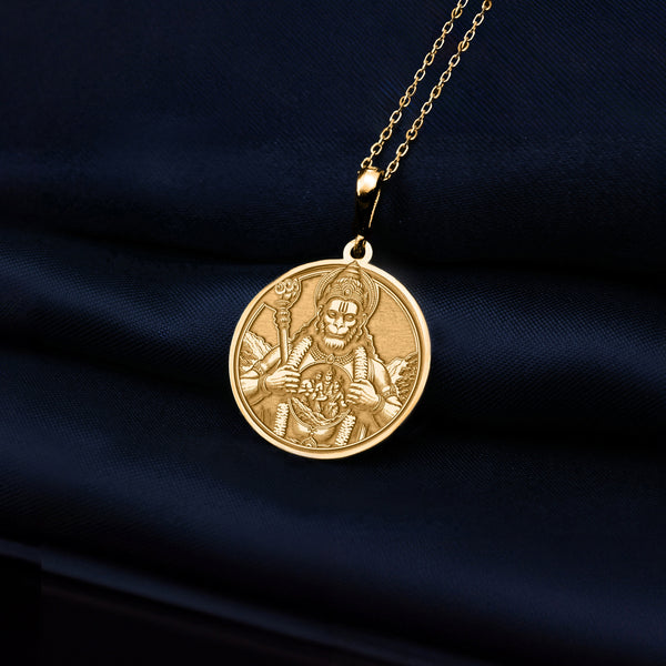 14K Solid Gold Sri Hanuman Charisa Charm Necklace, Silver Hanuman Sita Rama Necklace, Personalized Hanuman Charm Pendant, God of Strenght