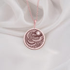 Rose Gold Plated Thunderbird Necklace with a tribal totem design. Represents protection, mysticism, and strength. Handmade jewelry, a spiritual amulet perfect for meaningful gifts and everyday elegance.