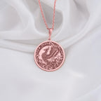 Rose Gold Phoenix Necklace, Phoenix Pendant Rose Gold, Rebirth Symbol Jewelry, Phoenix Rising Charm, 14k Rose Gold Phoenix, Spiritual Phoenix Jewelry, Mythical Bird Pendant,  Phoenix Amulet, Phoenix Medallion, Sacred Phoenix Necklace, Phoenix Totem