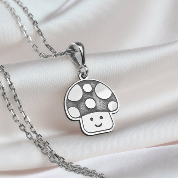 14KGold and Silver Cute Mushroom Pendant - Whimsical Toadstool Charm for Nature Lovers, Handmade Fairycore Jewelry, Nature lover gifts