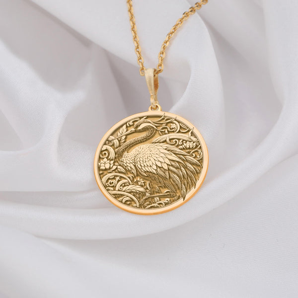 solid Gold Plated Origami Crane Pendant Necklace on a Delicate Chain | Japanese-Inspired Elegant Jewelry Gift for Women