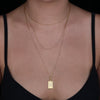 14K Solid Gold The Moon Tarot Card Necklace, Tarot Reading Rectangle Charm, Gold Tarot The Moon Pendant , Gold Tarot The Moon Necklace