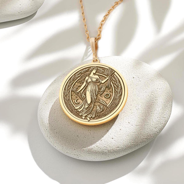 Demeter greek goddess pendant necklace – handcrafted Greek goddess pendant symbolizing fertility, harvest, motherhood, and abundance. Perfect mythology, spiritual, Wiccan, and boho jewelry gift for her.