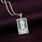 A striking 925 sterling silver Samoyed charm. The art shows the celestial "Sammy," a meaningful piece of jewelry for a pet owner.