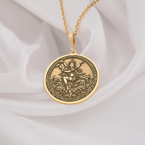 Gold Apsara Pendant - Divine Dancer Necklace for Women - Hindu Mythology Inspired Jewelry - Handmade Gold Apsara Charm - Unique Gold Apsara Necklace - Elegant Apsara Gold Pendant - Spiritual Gift for Women