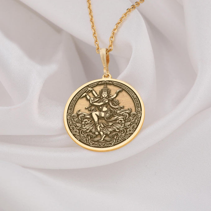 Gold Apsara Pendant - Divine Dancer Necklace for Women - Hindu Mythology Inspired Jewelry - Handmade Gold Apsara Charm - Unique Gold Apsara Necklace - Elegant Apsara Gold Pendant - Spiritual Gift for Women