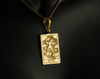 14k gold plated The Fool tarot card pendant, a statement charm necklace with a vintage feel. This one-of-a-kind charm is perfect for everyday wear, offering the unique blend of boho style and mystique for a dainty charm