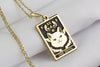 14 K Solid Gold The Devil Tarot Necklace, The Devil Silver Charm Necklace, The Devil Cat Necklace, Satan Cat Necklace